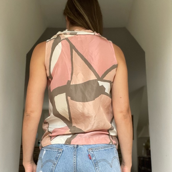 J. Crew Silk Mosaic Print Ruffle Neck Top - Picture 3 of 11